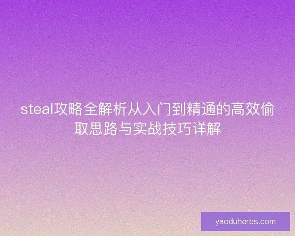steal攻略全解析从入门到精通的高效偷取思路与实战技巧详解