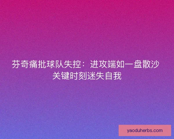 芬奇痛批球队失控：进攻端如一盘散沙 关键时刻迷失自我